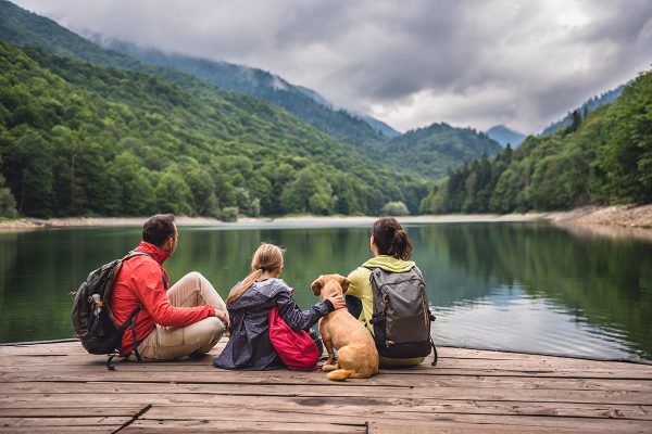 family by the lake